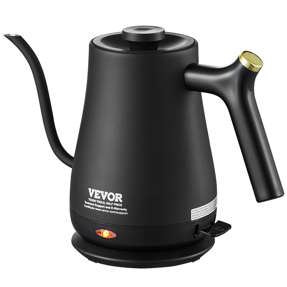 VEVOR Electric Gooseneck Kettle 1L, 1200W Fast Heating Gooseneck Pour Over Coffee Tea Kettle, 304 Food Grade Stainless Steel Hot Water Boiler Heater with Auto Shut-off, Boil-Dry Protection