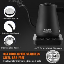 VEVOR Electric Gooseneck Kettle 1L, Temperature Control Pour Over Coffee Kettle with 5 Variable Presets, 304 Food Grade Stainless Steel Hot Water Tea Boiler & Boil-Dry Protection, Keep Warm, 1200W