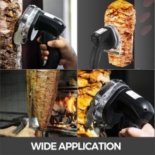 VEVOR Shawarma eléctrico de 110 V, 80 W, cuchillo profesional para Kebab turco, cortador giroscópico comercial de acero inoxidable, 2800 RPM con 2 cuchillas Φ3,93/100 mm, espesor ajustable 0-8 mm