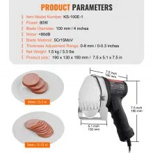 VEVOR Electric Shawarma Knife, 80W Professional Turkish Kebab Knife, Commercial Stainless Steel Gyro Cutter, Doner Kebab Meat Slicer with 2 Blades, 100mm Blade Diameter, 0-8mm Adjustable Thickness