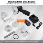 VEVOR electric shawarma knife set with dual stainless steel blades, charger, handle, and accessories.