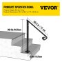VEVOR 1-2 Step Handrail Railing for Steps Steel 150 kg Capacity with Screw Kit