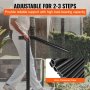 VEVOR step railing adjustable for 2-3 steps with 440 lbs load capacity, black finish.