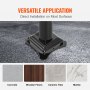 VEVOR step railing base installation on concrete with text highlighting versatility.