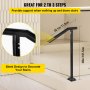 VEVOR Handrail, 1-3 Step Black Steel Railing for Steps 330LBS Capacity Stair Handrail  Baking Varnish Metal Handrail for Stairs Stylish Handrails for Outdoor Steps with Expansion Bolts & Drill Bit