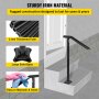 VEVOR 3Ft Step Railing, Iron Stair Handrail Floor Mounted Sturdy Black Arched Handrails for Outdoor Indoor Steps Fits 2 to 3 Steps