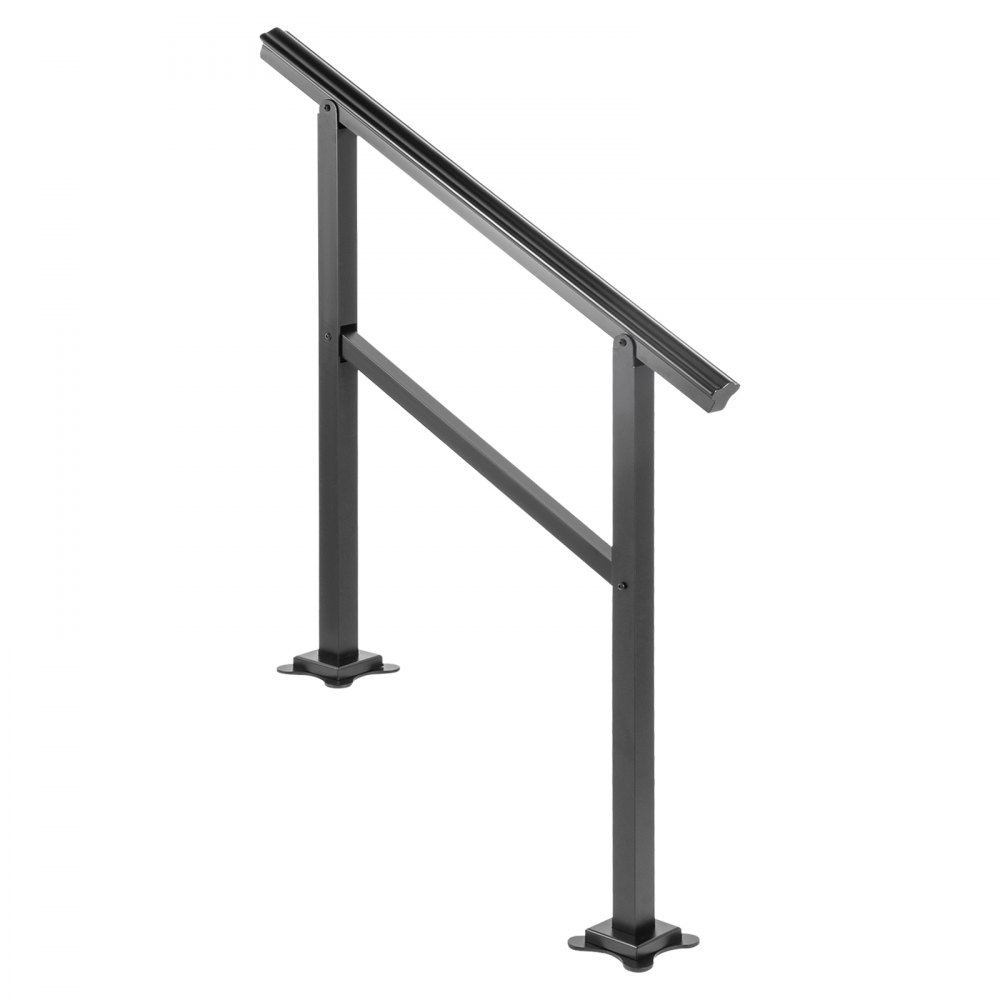 VEVOR outdoor handrail with two sturdy legs and a sleek black finish.