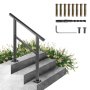 VEVOR outdoor handrail on concrete steps with installation hardware set.