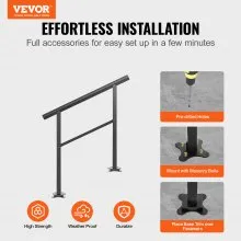 VEVOR Outdoor Handrail 165LBS Load Handrail Outdoor Stairs Aluminum Stair Handrail 36 x 35" Outdoor Stair Railing Transitional Range from 0 to 50° Staircase Handrail Fits 2-3 Steps with Screw Kit