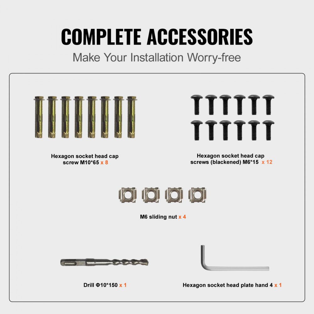 VEVOR Outdoor Handrail 165LBS Load Handrail Outdoor Stairs Aluminum Stair Handrail 152 x 89.5 cm Outdoor Stair Railing Transitional Range from 0 to 30° Staircase Handrail Fits 4-5 Steps with Screw Kit