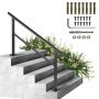 VEVOR Outdoor Handrail 165LBS Load Handrail Outdoor Stairs Aluminum Stair Handrail 60 x 35" Outdoor Stair Railing Transitional Range from 0 to 30° Staircase Handrail Fits 4-5 Steps with Screw Kit