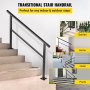 VEVOR Outdoor Handrail 165LBS Load Handrail Outdoor Stairs Aluminum Stair Handrail 60 x 35" Outdoor Stair Railing Transitional Range from 0 to 30° Staircase Handrail Fits 4-5 Steps with Screw Kit