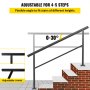 VEVOR Outdoor Handrail 165LBS Load Handrail Outdoor Stairs Aluminum Stair Handrail 60 x 35" Outdoor Stair Railing Transitional Range from 0 to 50° Staircase Handrail Fits 4-5 Steps with Screw Kit