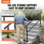 VEVOR Outdoor Handrail 165LBS Load Handrail Outdoor Stairs Aluminum Stair Handrail 60 x 35" Outdoor Stair Railing Transitional Range from 0 to 30° Staircase Handrail Fits 4-5 Steps with Screw Kit