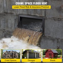 VEVOR Crawl Space Flood Vent Foundation Flood Vent 8" H x 16" W Wall Vent