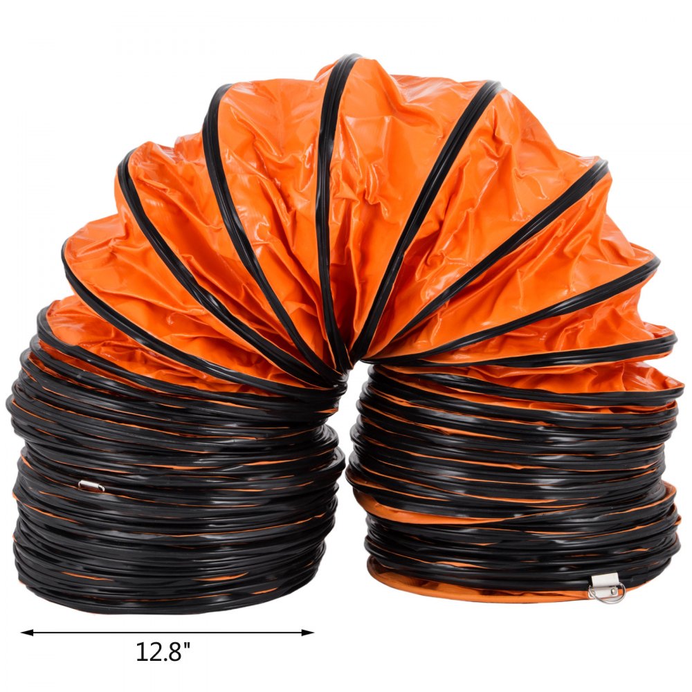 32ft Ventilation Duct Flexible PVC Ducting 10''/250mm Orange Duct Hose Durable