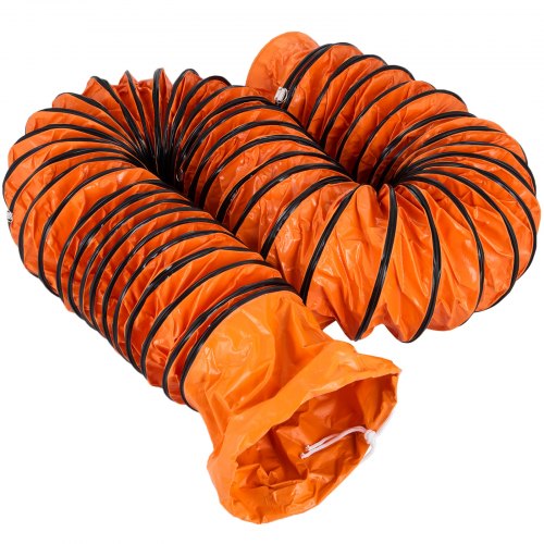 VEVOR PVC Flexible Ducting, 32 ft / 10 m, Strong Vinyl Material PVC Flexible Duct Hosing, Fit 10 Inch / 250 mm Diameter Portable Ventilation Fan Exhaust Fan, Orange (32FT/10m-10inch/250mm)
