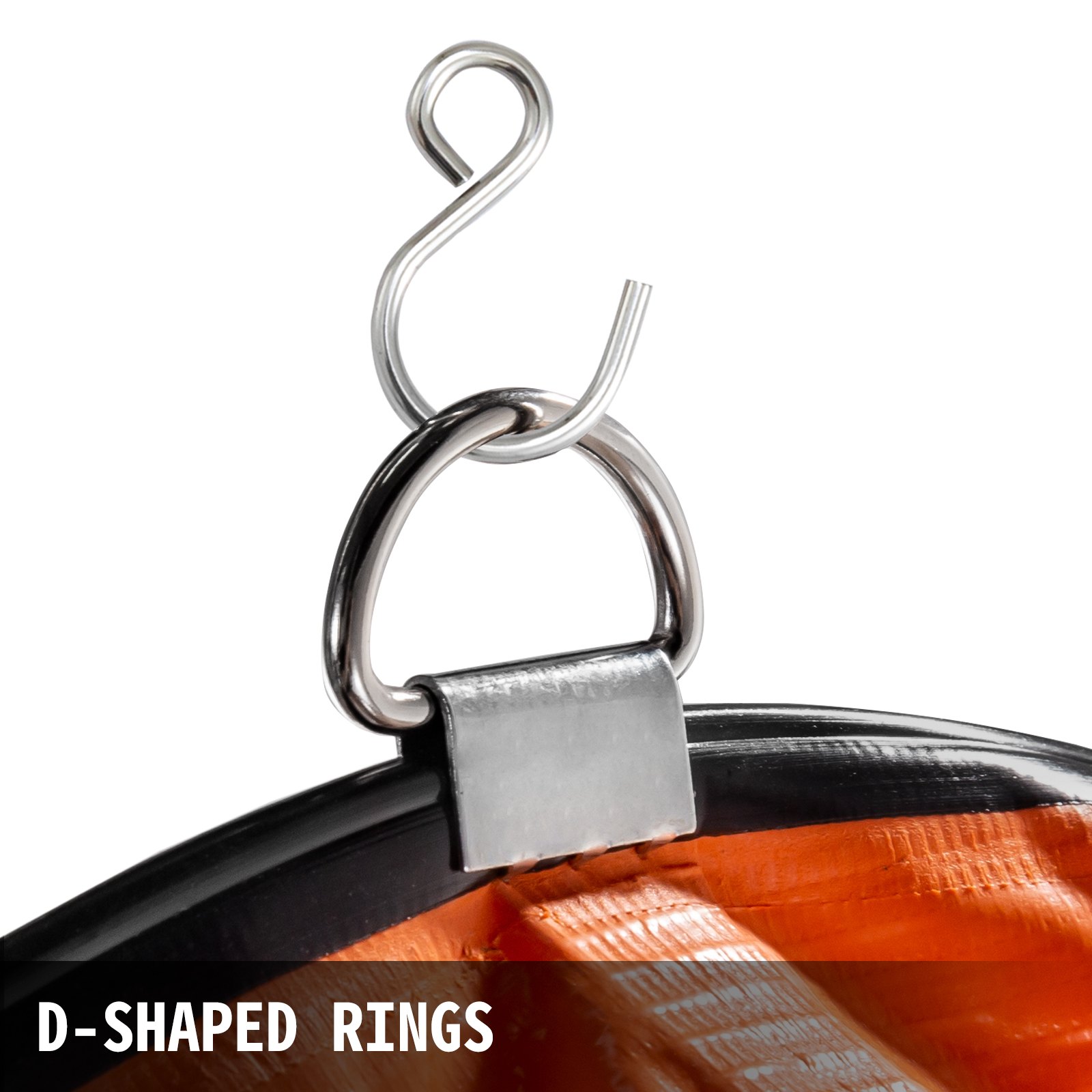 VEVOR ventilation hose with d-shaped rings for secure attachment.