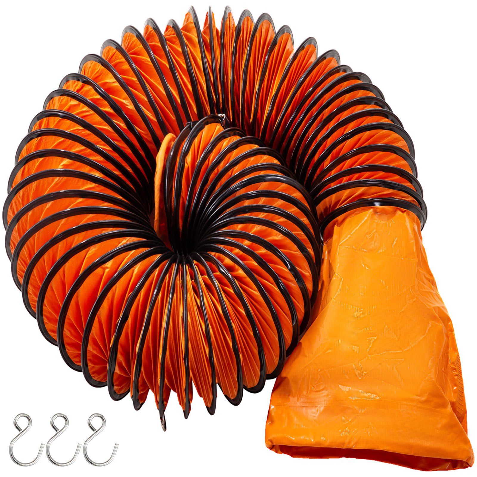 7.6m Ventilation Duct Flexible PVC Ducting Φ 155mm Quick Connect Portable Fast