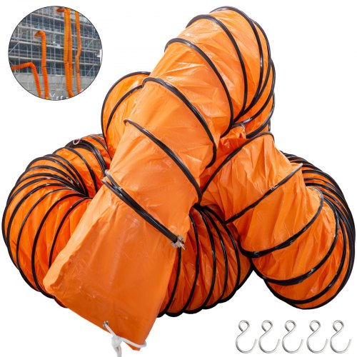 8'' 200mm/49FT Ventilation Duct Flexible PVC 15M Ducting Gardening Exhaust Fan