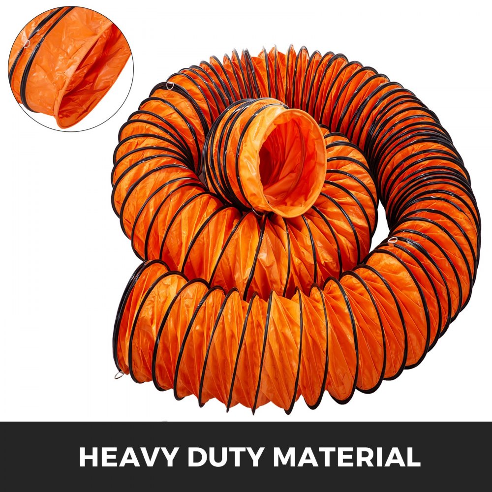 8'' 200mm/49FT Ventilation Duct Flexible PVC 15M Ducting Gardening Exhaust Fan