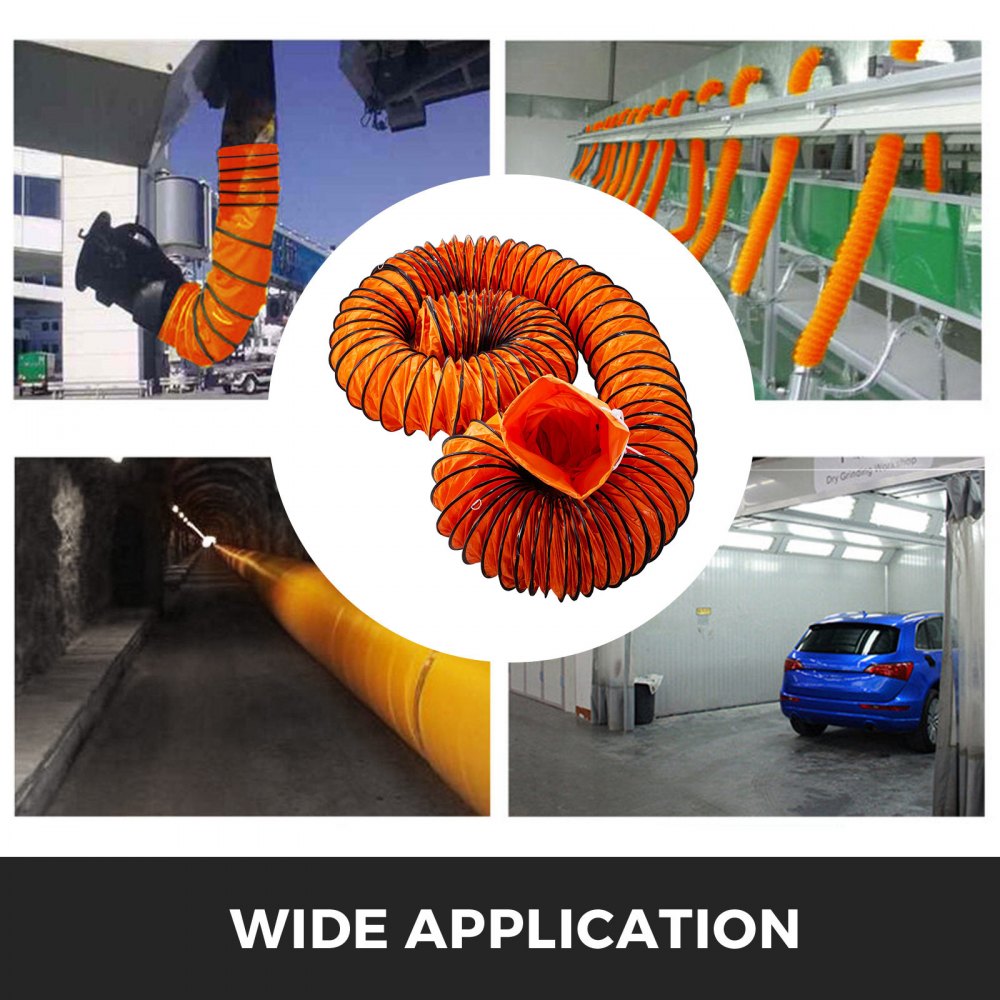 8'' 200mm/49FT Ventilation Duct Flexible PVC 15M Ducting Gardening Exhaust Fan