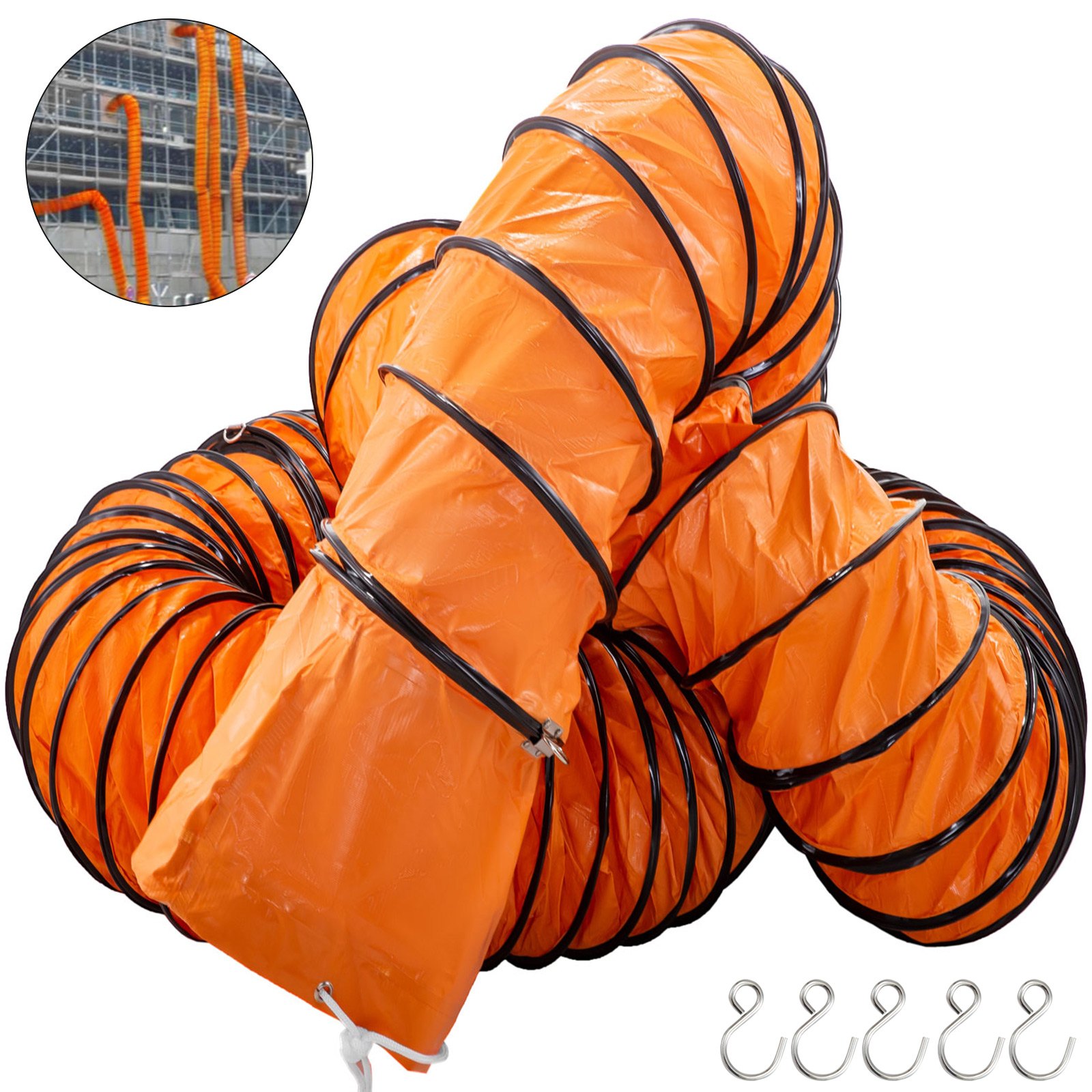 8'' 200mm/49FT Ventilation Duct Flexible PVC 15M Ducting Gardening Exhaust Fan