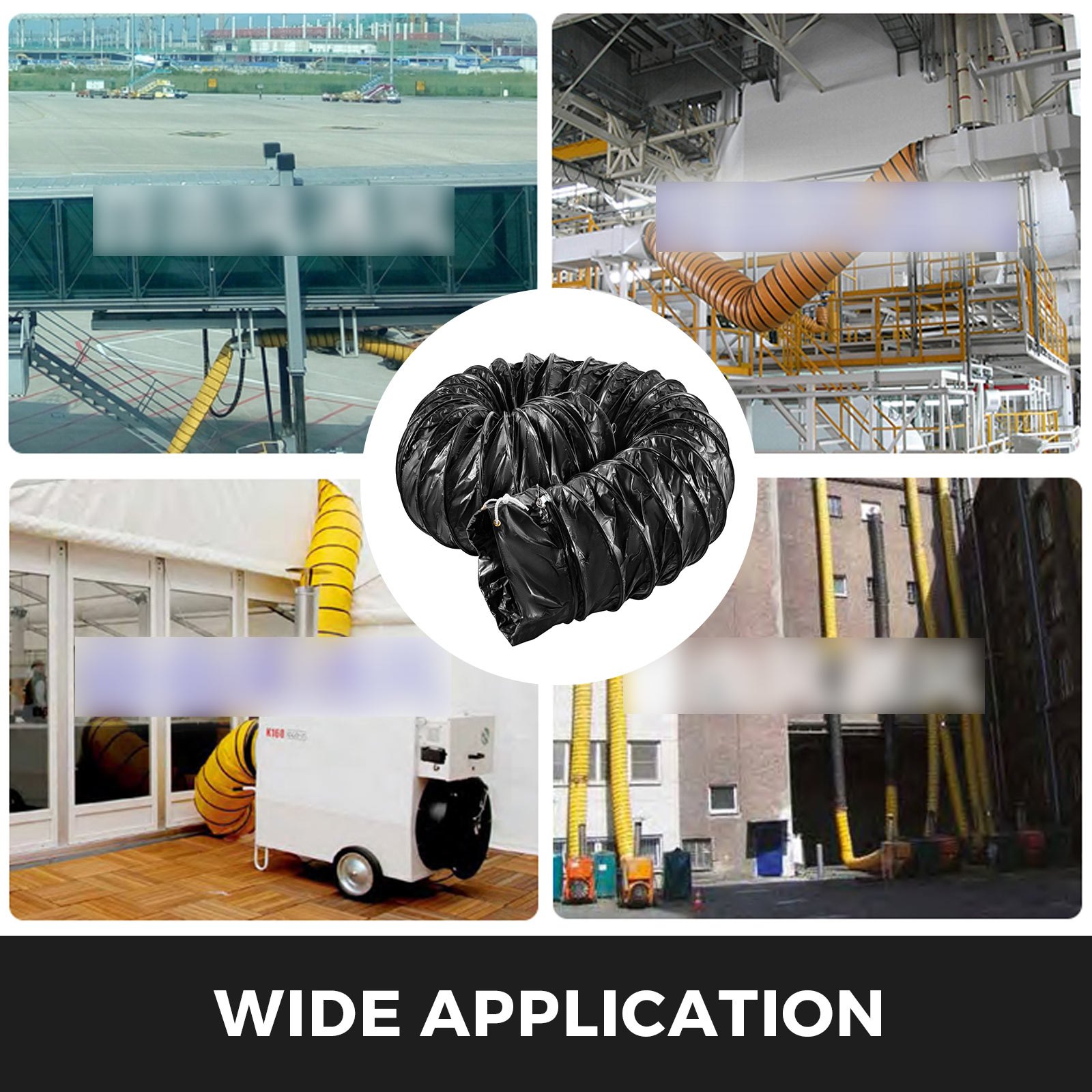 12" Flexible Duct Hose 16FT Explosion-Proof PVC Ducting Static-Free Water-Proof