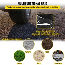 VEVOR Ground Grid, 1885 lbs per Sq Ft Load Geo Grid, 3" Depth Permeable Stabilization System for DIY Patio, Walkway, Shed Base, Light Vehicle Driveway, Parking Lot, Grass, and Gravel