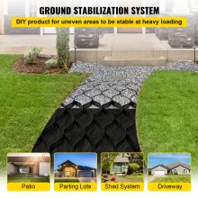 VEVOR Ground Grid, 1885 lbs per Sq Ft Load Geo Grid, 3" Depth Permeable Stabilization System for DIY Patio, Walkway, Shed Base, Light Vehicle Driveway, Parking Lot, Grass, and Gravel