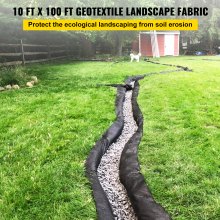 VEVOR Garden Weed Barrier Fabric, 8OZ Heavy Duty Geotextile Landscape Fabric, 10ft x 100ft Non-Woven Weed Block Gardening Mat for Ground Cover, Weed Control Cloth, Landscaping, Underlayment, Black