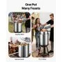 VEVOR Stainless Steel Stockpot, 42 Quart Large Cooking Pots, Cookware Sauce Pot with Basket, Lid, and Handle, Heavy Duty Commercial Grade Stock Pot, Sanding Treatment, for Large Groups Events Silver