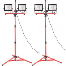 VEVOR LED Work Light with Stand, 2PCS 10000 Lumen Dual-head LED Work Light with 27.6\"-68.1\" Adjustable and Foldable Tripod Stand, IP65 Waterproofed LED Tripod Work Light, with 5000 K Color Temperatu