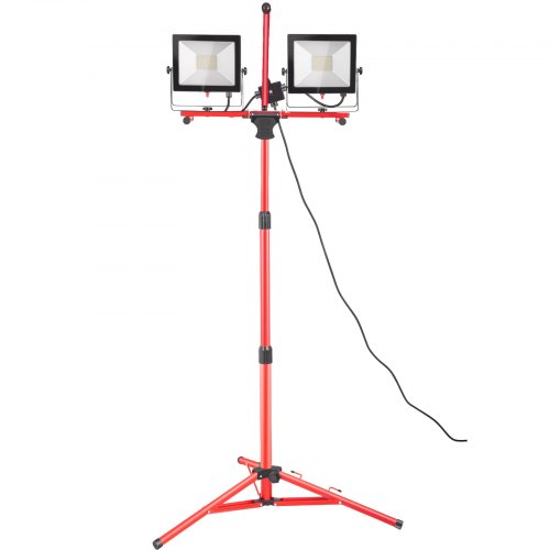 VEVOR LED Work Light with Stand, 4200 Lumen Dual-head LED Work Light with 27.6"-68.1" Adjustable and Foldable Tripod Stand, IP65 Waterproofed LED Tripod Work Light, with 5000 Kelvin Color Temperature
