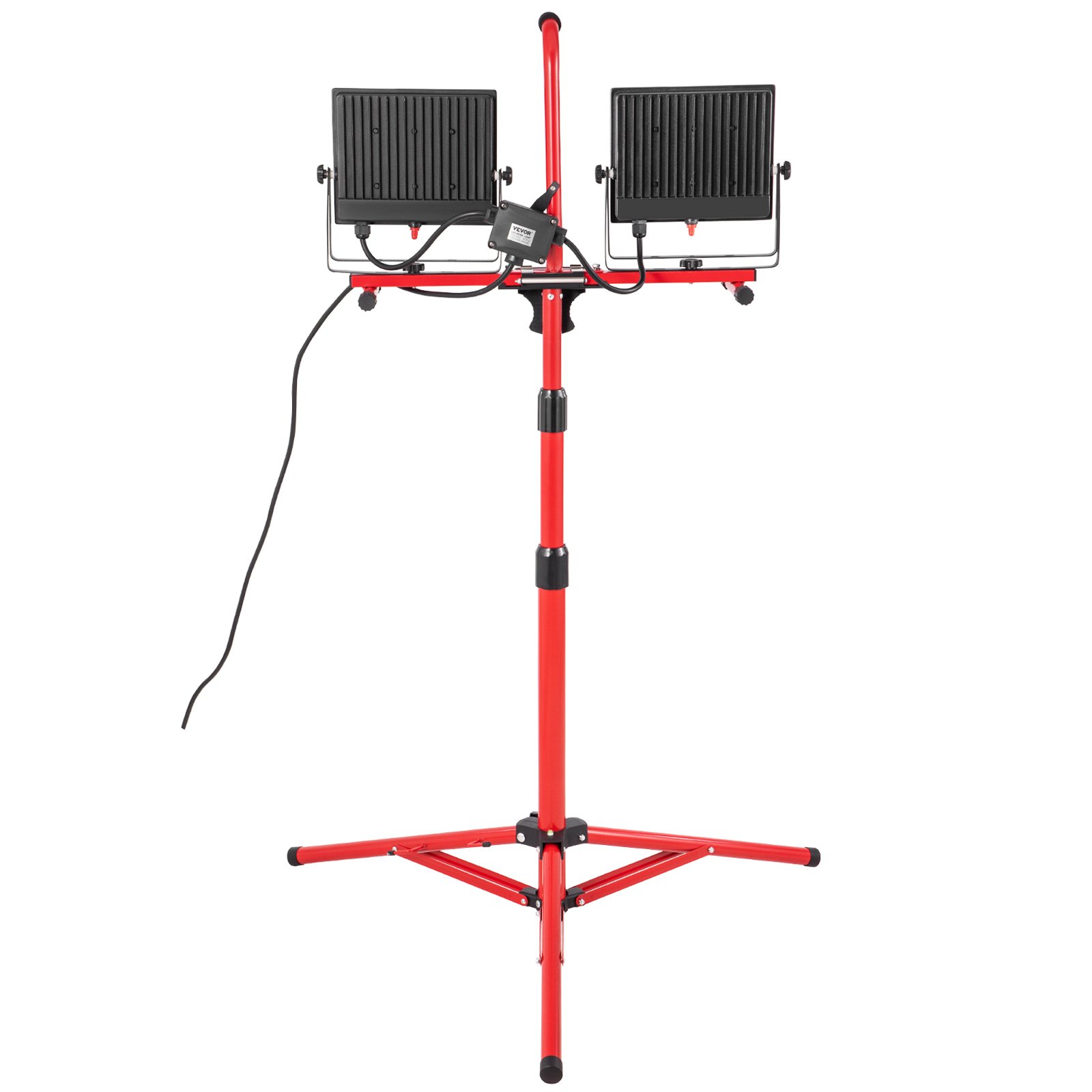VEVOR LED Work Light with Stand, 5000 Lumen Dual-head LED Work Light with 27.6"-68.1" Adjustable and Foldable Tripod Stand, IP65 Waterproofed LED Tripod Work Light, with 5000 Kelvin Color Temperature