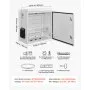 VEVOR Outdoor Electrical Box, Cold-Rolled Steel, Electrical Junction Box with Thermostat and Fan, Rain Hood, Ventilated Design, IP65 Waterproof Hinged Enclosure, Wall/Pole Mounted, 600 x 600 x 300 mm