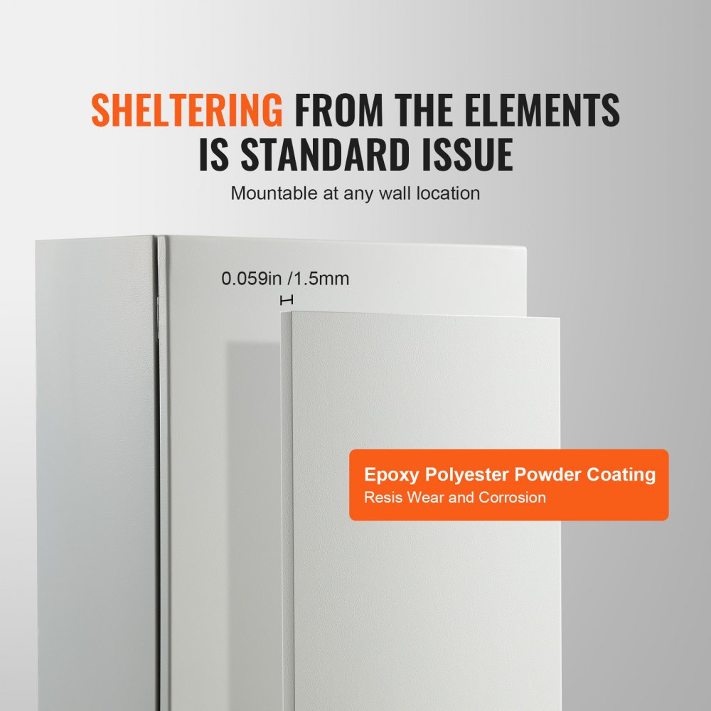 VEVOR Steel Electrical Box, 27.6 x 19.7 x 9.8 in, Cold Rolled Steel Electrical Enclosure Box, Wall-Mounted Outdoor Electronic Equipment Enclosure with Mounting Plate, Hinges, Lock, IP66 Waterproof