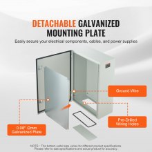 27.6 x 19.7 x 9.8 in Cold Rolled Steel Electrical Enclosure Box Wall Mounted