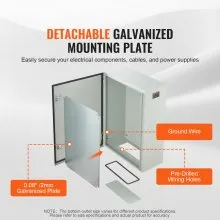 27.6 x 19.7 x 9.8 in Cold Rolled Steel Electrical Enclosure Box Wall Mounted