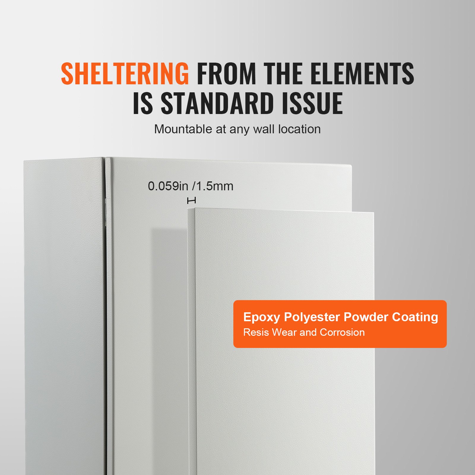 VEVOR Steel Electrical Box, 27.6 x 19.7 x 9.8 in, Cold Rolled Steel Electrical Enclosure Box, Wall-Mounted Outdoor Electronic Equipment Enclosure with Mounting Plate, Hinges, Lock, IP66 Waterproof
