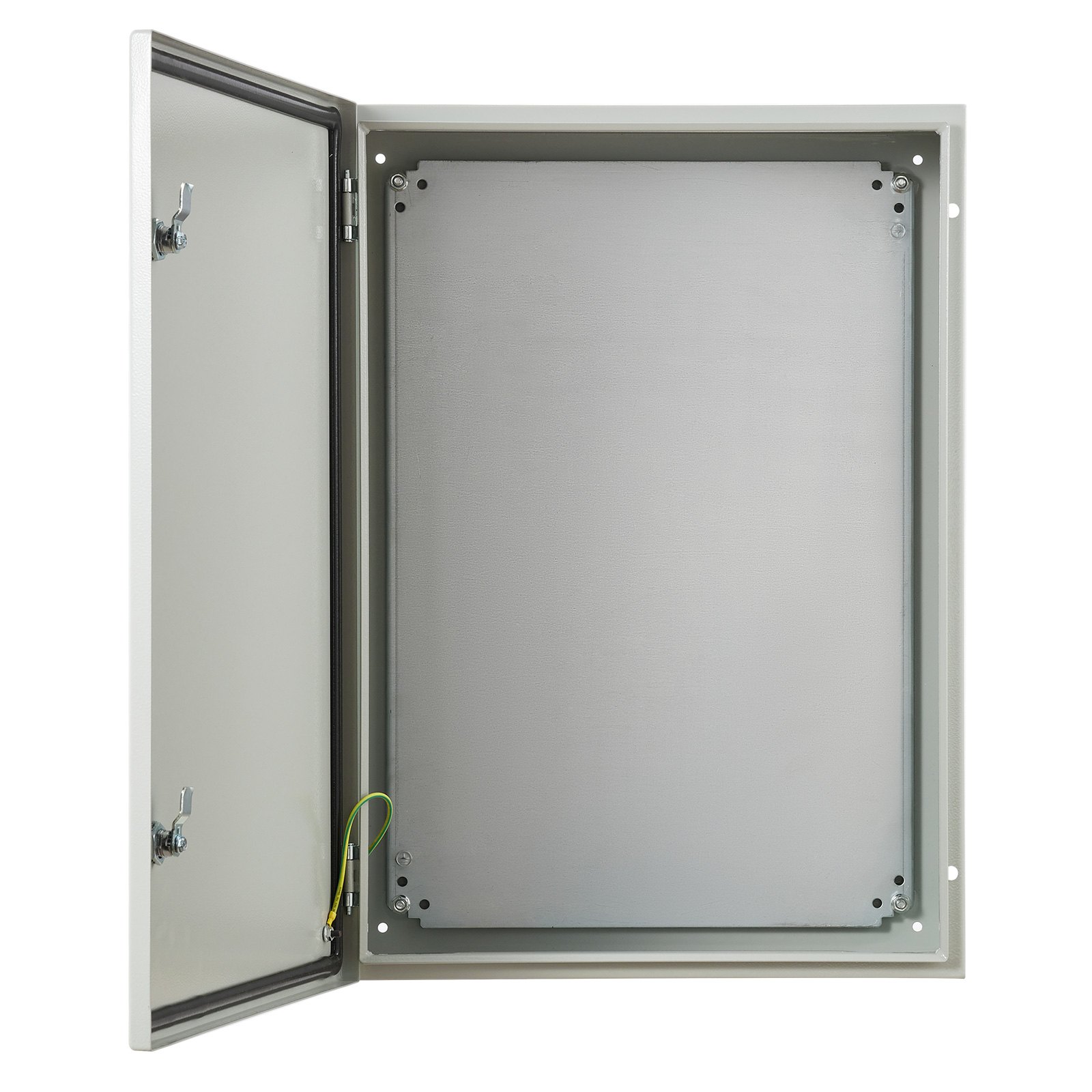 VEVOR Steel Electrical Box, 27.6 x 19.7 x 9.8 in, Cold Rolled Steel Electrical Enclosure Box, Wall-Mounted Outdoor Electronic Equipment Enclosure with Mounting Plate, Hinges, Lock, IP66 Waterproof