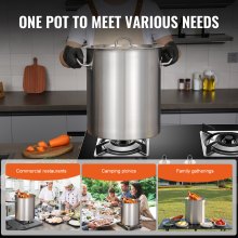 VEVOR Stainless Steel Stockpot 42 Quart Large Cooking Kitchen Sauce Pot with Lid