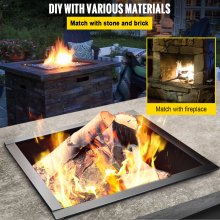 VEVOR Fire Pit Liner Steel Fire Ring 36" Square Fire Pit Insert for Outdoors