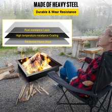 VEVOR Fire Pit Liner Steel Fire Ring 36" Square Fire Pit Insert for Outdoors