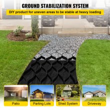 VEVOR Ground Grid, 855 kg per Sq Ft belastning Geo Grid, 50,8 mm djupgenomsläppligt stabiliseringssystem för gör-det-själv uteplats, gångväg, skjulbas, lätta fordonsuppfart, parkeringsplats, gräs och grus
