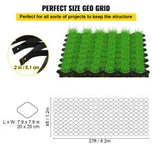 VEVOR Ground Grid, 855kg per Sq Ft Load Geo Grid, 50.8mm Depth Permeable Stabilization System for DIY Patio, Walkway, Shed Base, Light Vehicle Driveway, Parking Lot, Grass, and Gravel