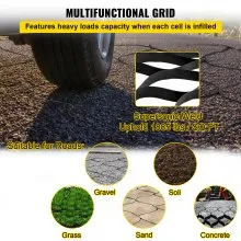 VEVOR Ground Grid, 1885 lbs per Sq Ft Load Geo Grid, 2\" Depth Permeable Stabilization System for DIY Patio, Walkway, Shed Base, Light Vehicle Driveway, Parking Lot, Grass, and Gravel