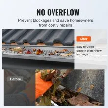VEVOR Gutter Guard, 5 inch Width, Aluminum Leaf Filter DIY Gutter Cover, 52 PCS 208 ft Total Length, 0.157'' Hole Diameter & 0.02'' Thick Raptor Gutter Guards Fits Any Roof or Gutter Type