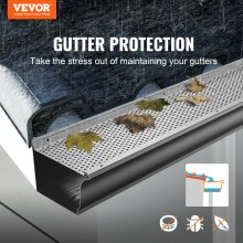 Ochranný odkvapový chránič VEVOR, šírka 152 mm, hliníkový listový filter, vlastnoručne vyrobený kryt odkvapu, 26 kusov, celková dĺžka 264 cm, priemer otvoru 4 mm a hrúbka odkvapu 0,5 mm, vhodné pre každú strechu alebo typ odkvapu
