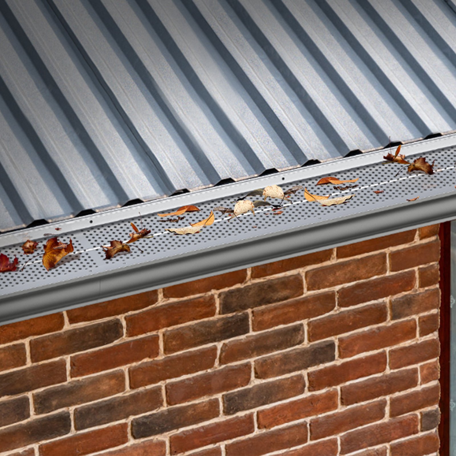 VEVOR Gutter Guard, 6 inch Width, Aluminum Leaf Filter DIY Gutter Cover, 52 PCS 208 ft Total Length, 0.157'' Hole Diameter & 0.02'' Thick Gutter Guards Fits Any Roof or Gutter Type